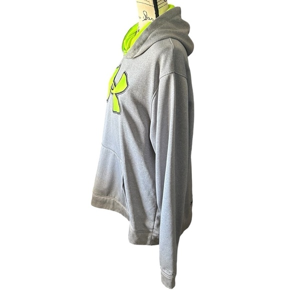 Under Armour Logo Front Gray and Lime Green Hoodie Sz Lrg - Picture 6 of 14